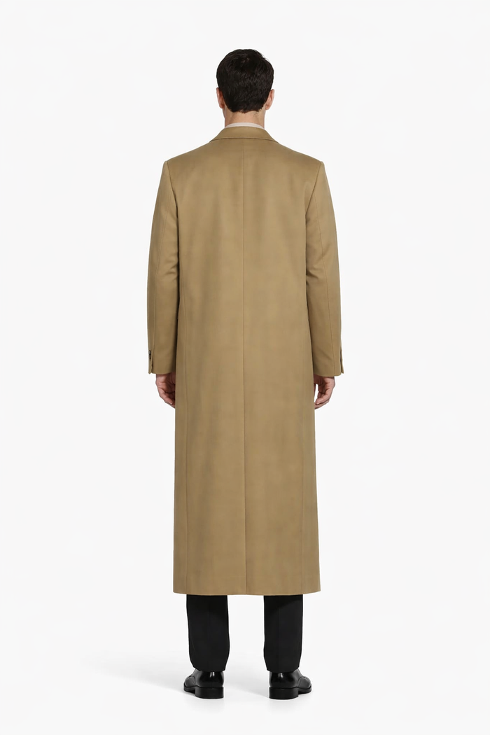 3 Button Camel Full Length Wool Dress Ankle length Top Coat/Overcoat - Mens Overcoat - Image 3
