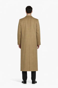 3 Button Camel Full Length Wool Dress Ankle length Top Coat/Overcoat - Mens Overcoat - Image 3