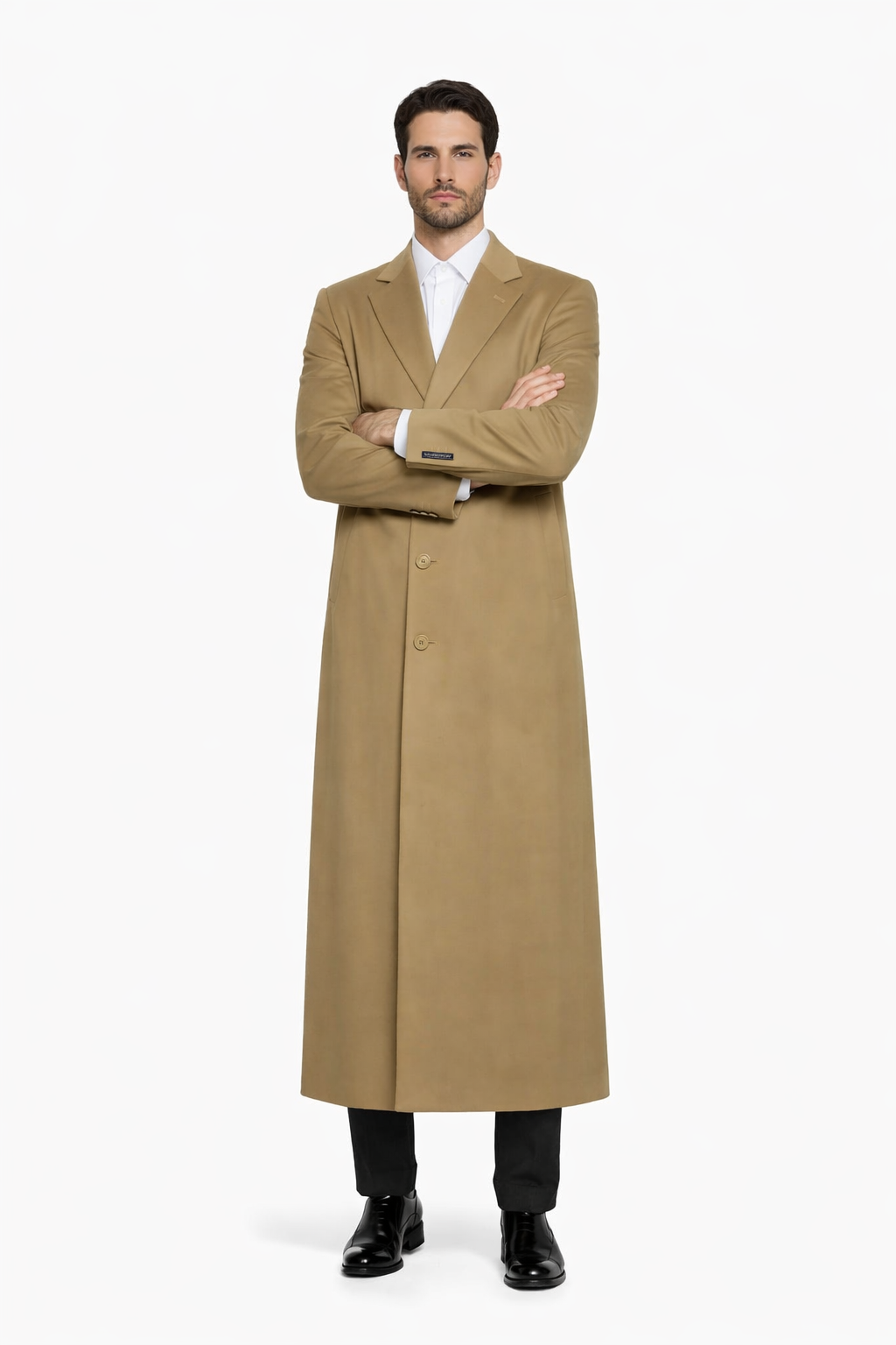 3 Button Camel Full Length Wool Dress Ankle length Top Coat/Overcoat - Mens Overcoat - Image 5