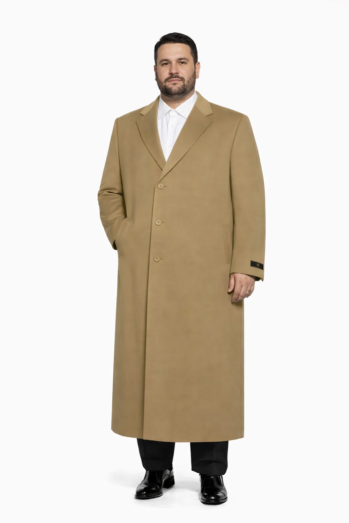 3 Button Camel Full Length Wool Dress Ankle length Top Coat/Overcoat - Mens Overcoat - Image 6