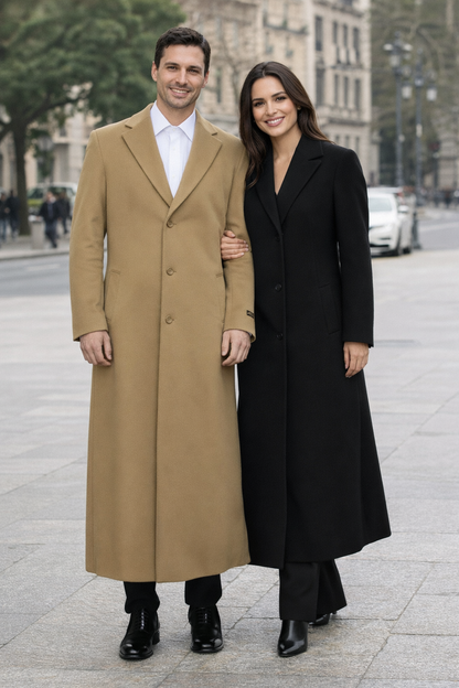 3 Button Camel Full Length Wool Dress Ankle length Top Coat/Overcoat - Mens Overcoat - Image 8