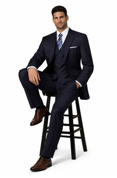 3 PC Vested Dark Navy TNT Men's Designer affordable Cheap Priced Business Suits Clearance Sale online sale - Three Piece Suit