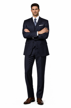 3 PC Vested Dark Navy TNT Men's Designer affordable Cheap Priced Business Suits Clearance Sale online sale - Three Piece Suit