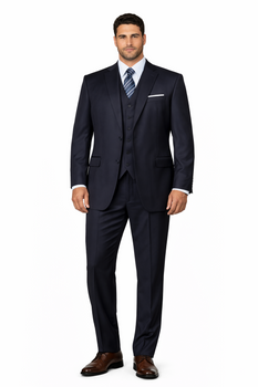 3 PC Vested Dark Navy TNT Men's Designer affordable Cheap Priced Business Suits Clearance Sale online sale - Three Piece Suit