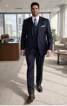 3 PC Vested Dark Navy TNT Men's Designer affordable Cheap Priced Business Suits Clearance Sale online sale - Three Piece Suit