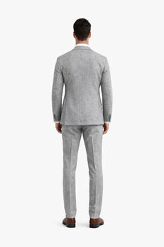 3 Piece Linen Suit - Gray Mens Suit - Vested Summer Suit - Image 3