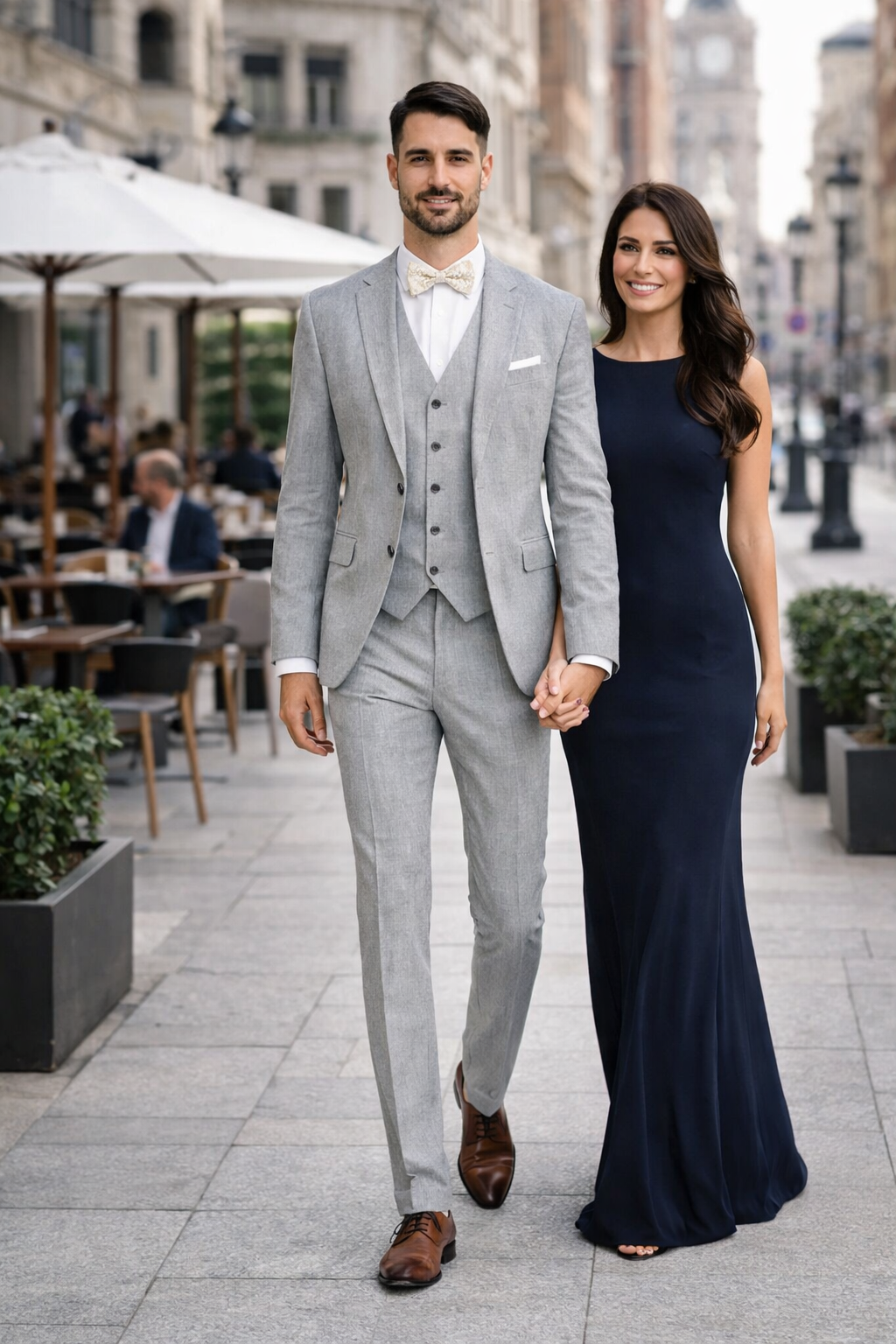 3 Piece Linen Suit - Gray Mens Suit - Vested Summer Suit - Image 8