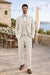 3 Piece Linen Suit - Ivory Mens Suit - Vested summer Suit