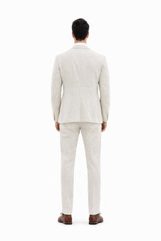 3 Piece Linen Suit - Ivory Mens Suit - Vested summer Suit - Image 3