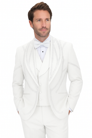 Italian Wool 3-Piece Modern Fit White Tuxedo