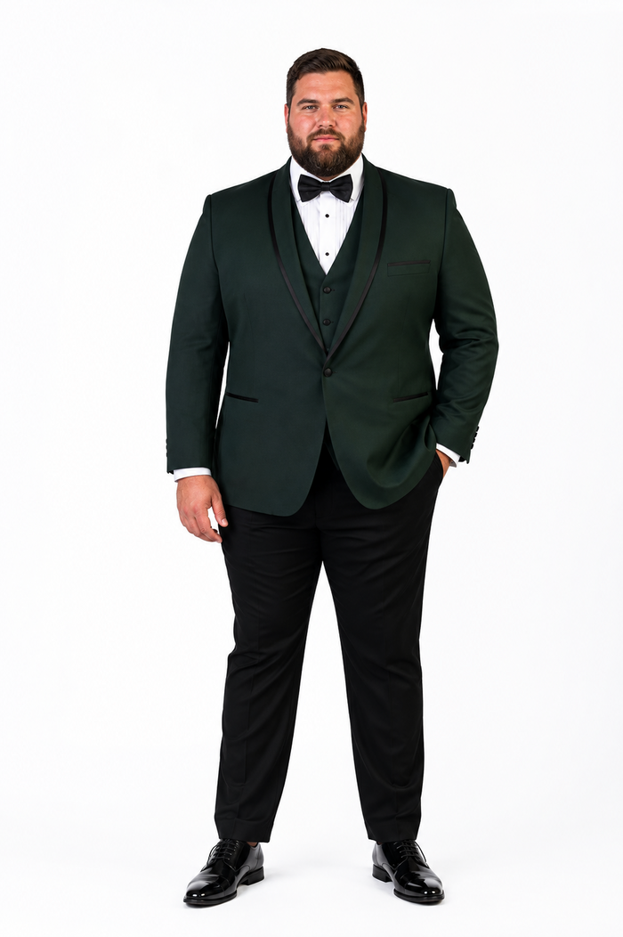 3-Piece Tailored Fit Wool Suit with Bow Tie and Flat Front Pants - Hunter Modern Fit