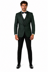 3-Piece Tailored Fit Wool Suit with Bow Tie and Flat Front Pants - Hunter Modern Fit