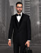 Mens Vested Wool Tuxedo with Velvet Shawl Lapel in Black