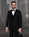 Mens Vested Wool Tuxedo with Velvet Shawl Lapel in Black
