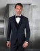 Mens Vested Wool Tuxedo with Velvet Shawl Lapel in Navy