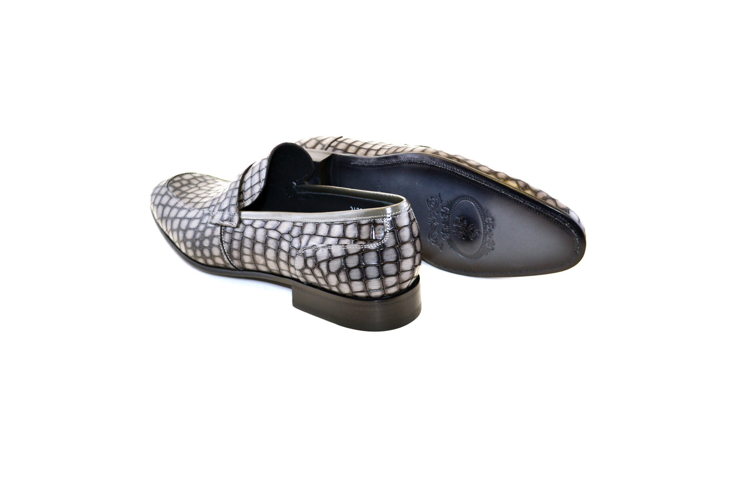 C017-3470C Croco Leather loafer- Grey - Image 3