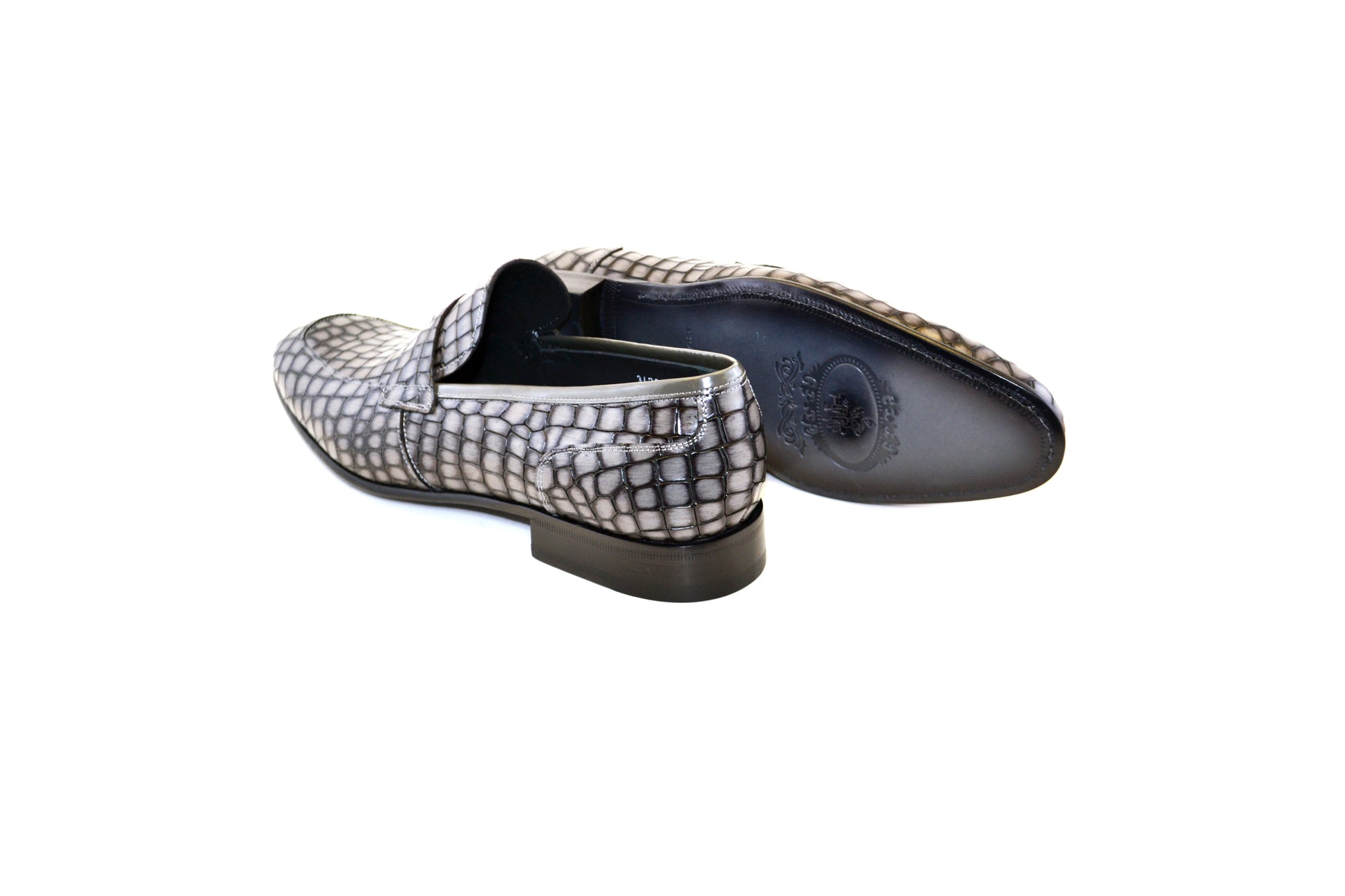 C017-3470C Croco Leather loafer- Grey - Image 3