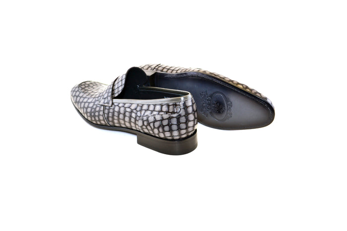 C017-3470C Croco Leather loafer- Grey - Image 3