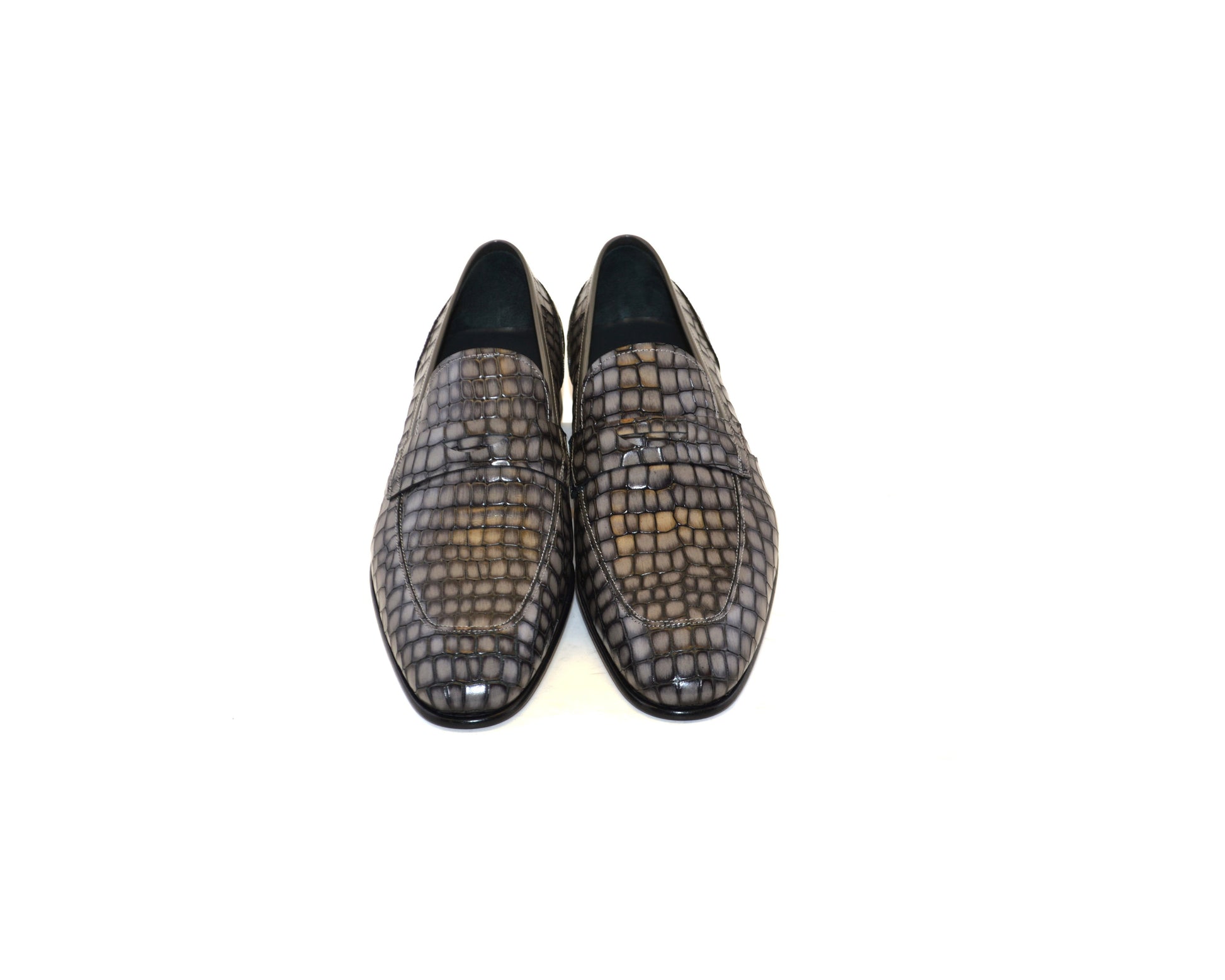 C017-3470C Croco Leather loafer- Grey - Image 4
