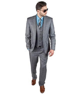 34s Suit - 34 Short Plaid Grey Suit - Size 34 Suit - 34s Slim Fit Suit