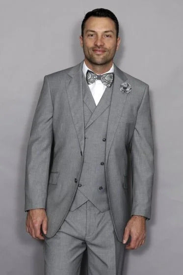 Statement Men's 3 Piece 100% Wool Suit - Elegant Solid  Modern Fit