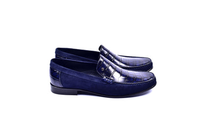 C0014054-3898C Suede And Croco print vamp-Navy - Image 2