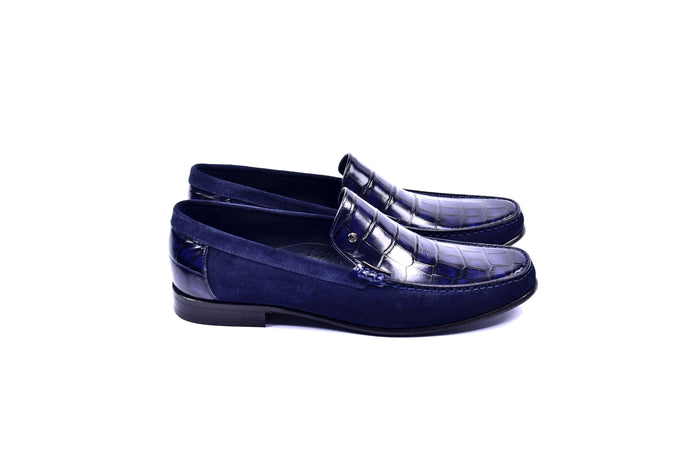 C0014054-3898C Suede And Croco print vamp-Navy - Image 2