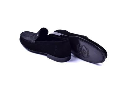 C0014058-3898S Suede Hand-sewn loafer- Black - Image 3