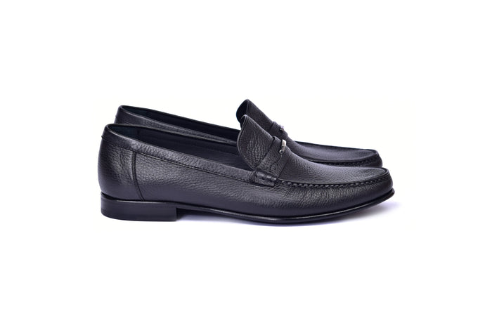 C0014059-3898 Hand-sewn deer skin  Loafer Black - Image 2