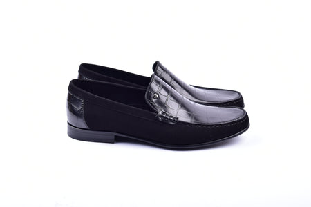 C0014057-3898C Suede And Croco print vamp-Black