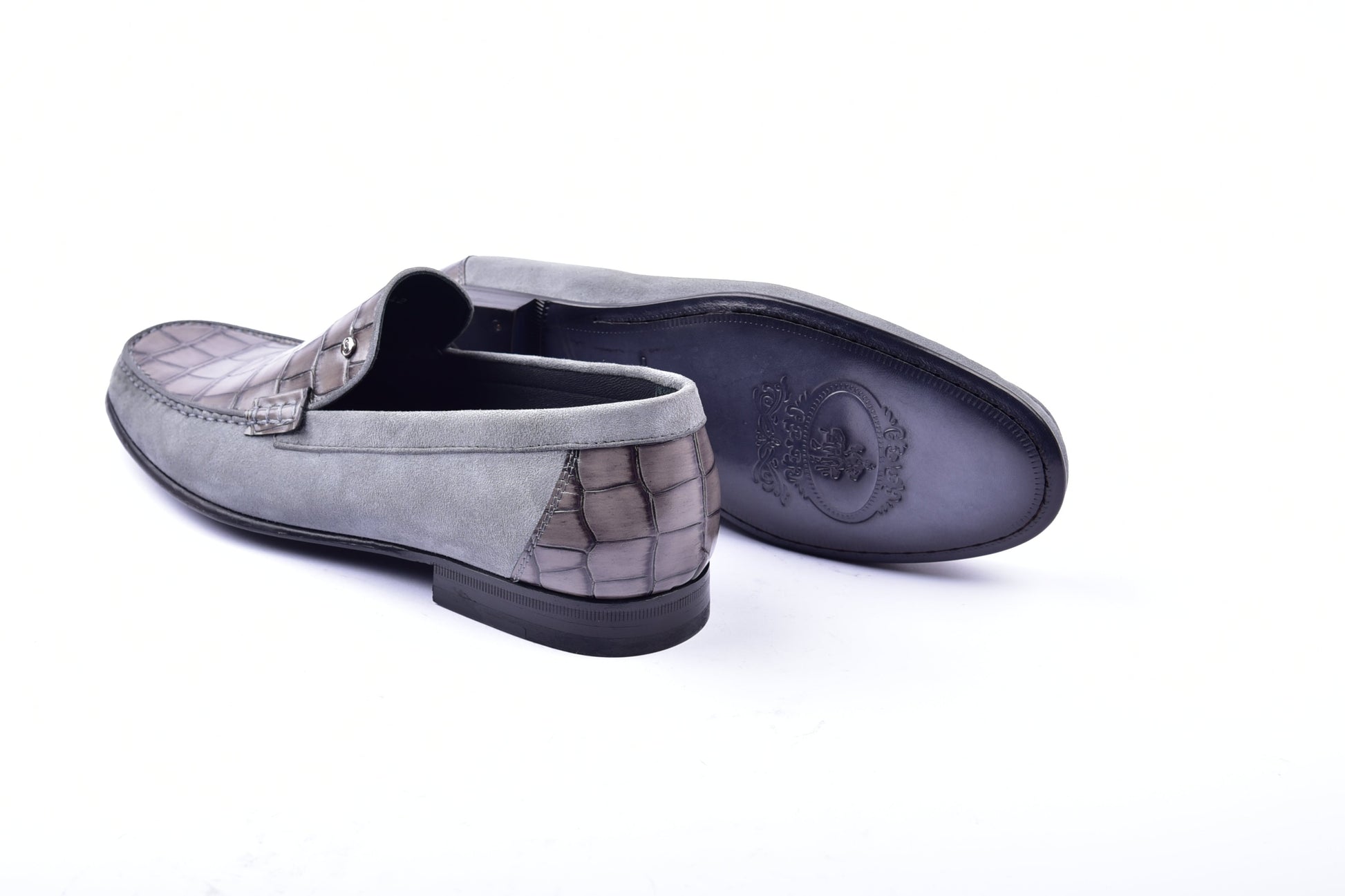 C0014056-3898C Suede And Croco print vamp-Grey - Image 3