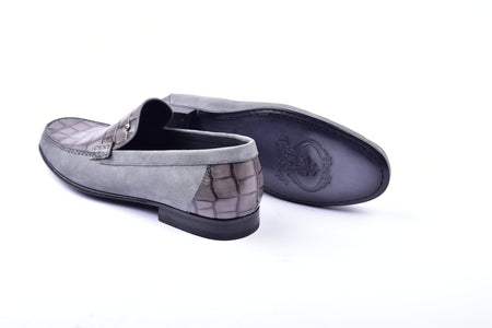 C0014056-3898C Suede And Croco print vamp-Grey