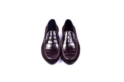 C0014055-3898C Suede And Croco print vamp-Brown - Image 4