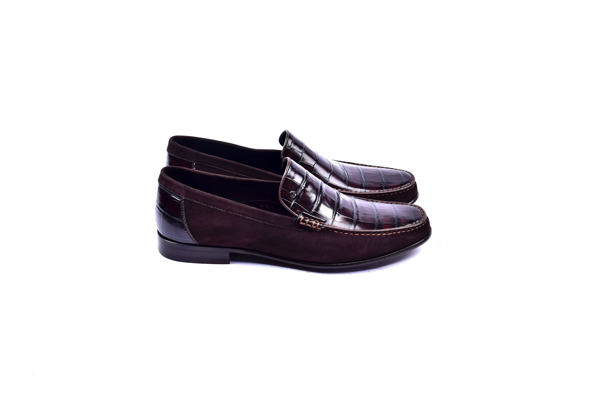 C0014055-3898C Suede And Croco print vamp-Brown - Image 2