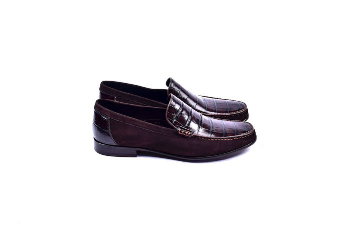 C0014055-3898C Suede And Croco print vamp-Brown - Image 2