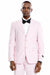 Graduation Suit - Men's Two Button Vested Peak Lapel Pastel Wedding & Prom Suit in Pink