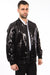 Mens Black Blazer - Men's Shiny Sequin Bomber Jacket in Black