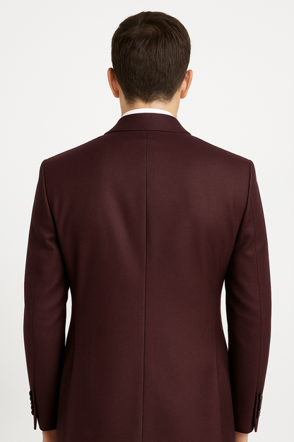 3 Piece Big Peak Lapel Burgundy Suit Vested Wide Leg Pants 1 Button Suit 100% Wool Full Cut Burgundy ~ Wine ~ Vest Maroon Suit - Image 6