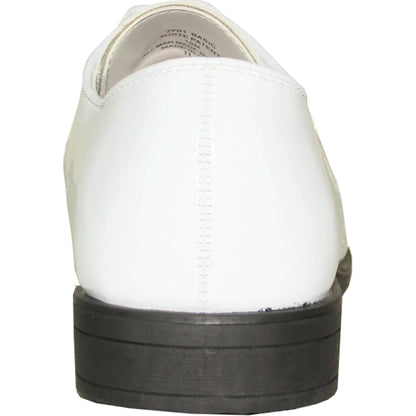 Bravo Mens Classic Formal Shiny Patent Tuxedo Shoe in White