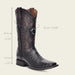 Caiman Square Toe Boots by Cuadra - Black