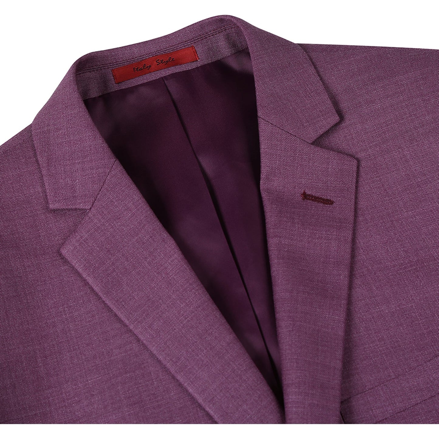 293-16 Men's Slim Fit Notch Lapels Berry Solid Suits - Image 3