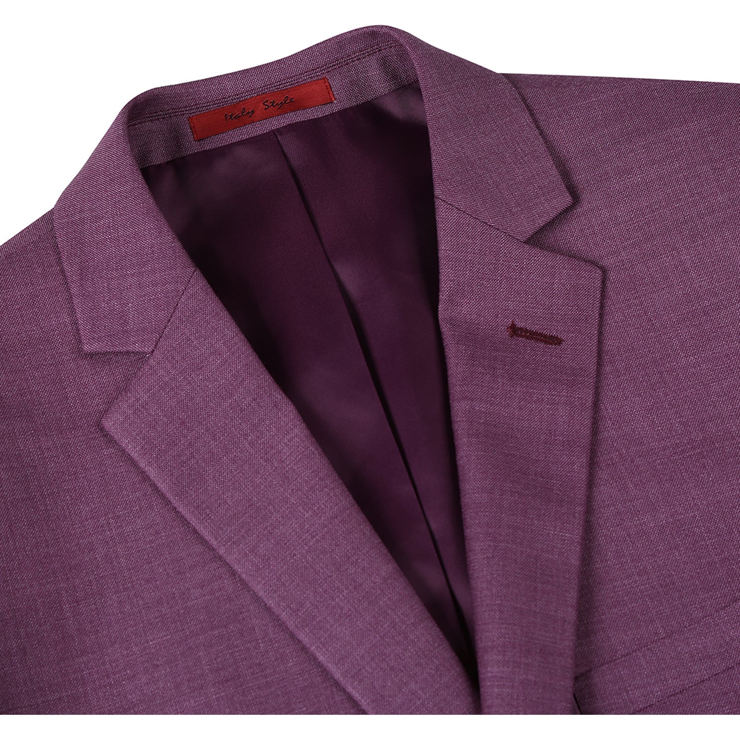 293-16 Men's Slim Fit Notch Lapels Berry Solid Suits - Image 3