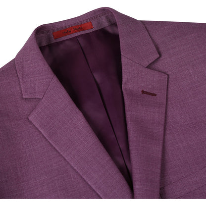 293-16 Men's Slim Fit Notch Lapels Berry Solid Suits - Image 3