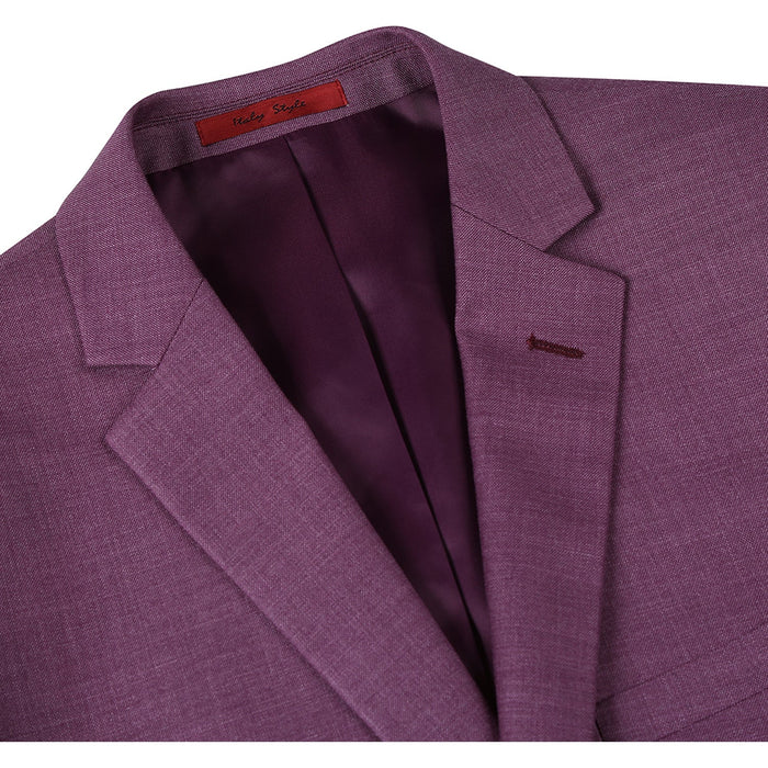 293-16 Men's Slim Fit Notch Lapels Berry Solid Suits - Image 3