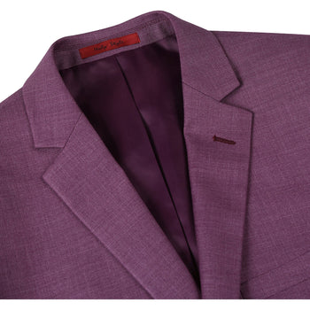 293-16 Men's Slim Fit Notch Lapels Berry Solid Suits - Image 3