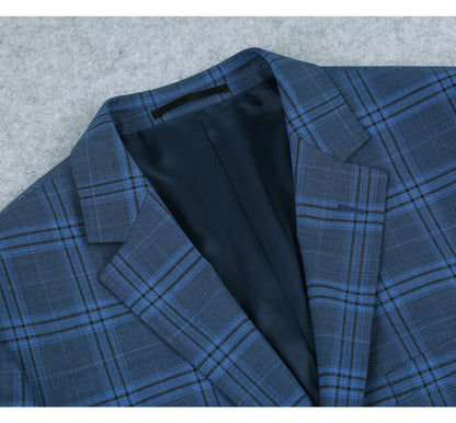 293-4 Men's 2-Piece Slim Fit Notch Lapel Stretch Windowpane Suit - Image 4