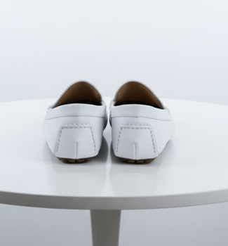 Mens Mundo White Leather Loafers – Classic Slip-On Dress Shoes for Casual and Formal Wear