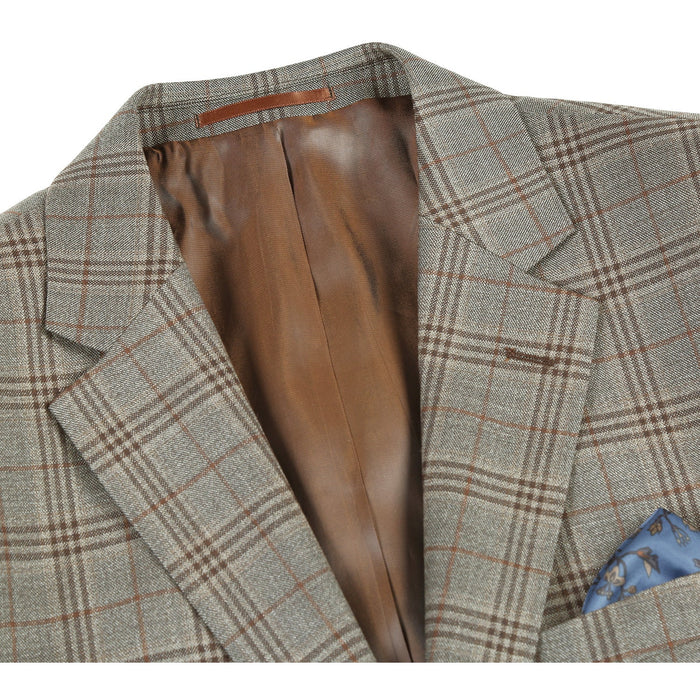 563-12 Men's Slim Fit Wool Checked Suits - Image 3