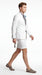 Men’s Cotton Fabric White 2 Piece Summer Suit with Shorts, Casual Beach Wedding and Resort Formal Outfit