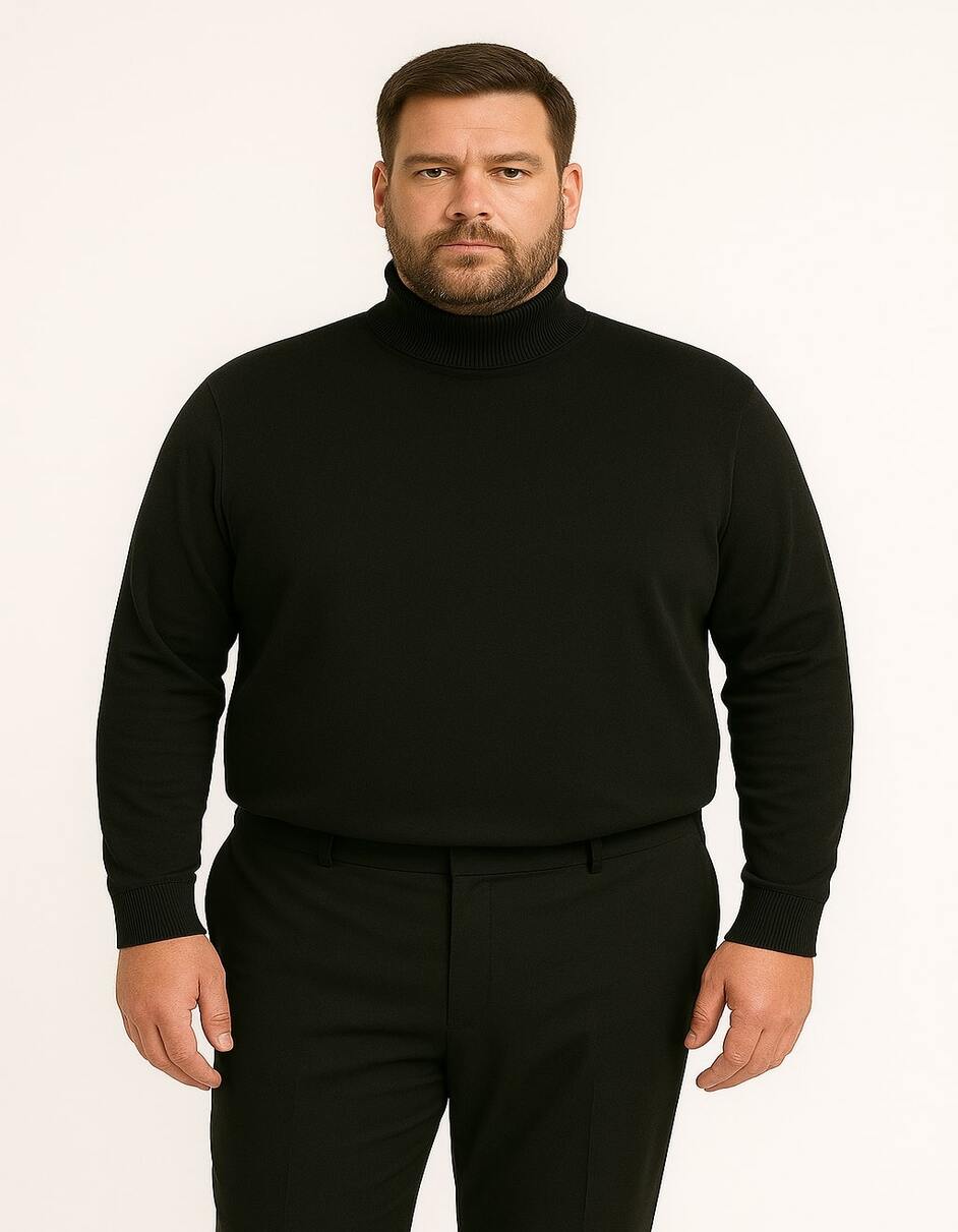 Men's Black Turtleneck Sweater – Classic Slim Fit Knit Pullover for Winter Layering - Image 3